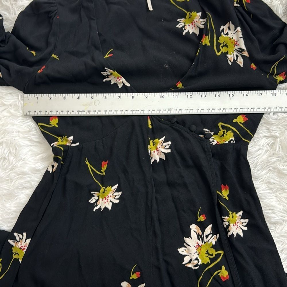 Free People Time on My Side Black Floral Bell Sleeve Boho Wrap Dress Size XS - Picture 12 of 14